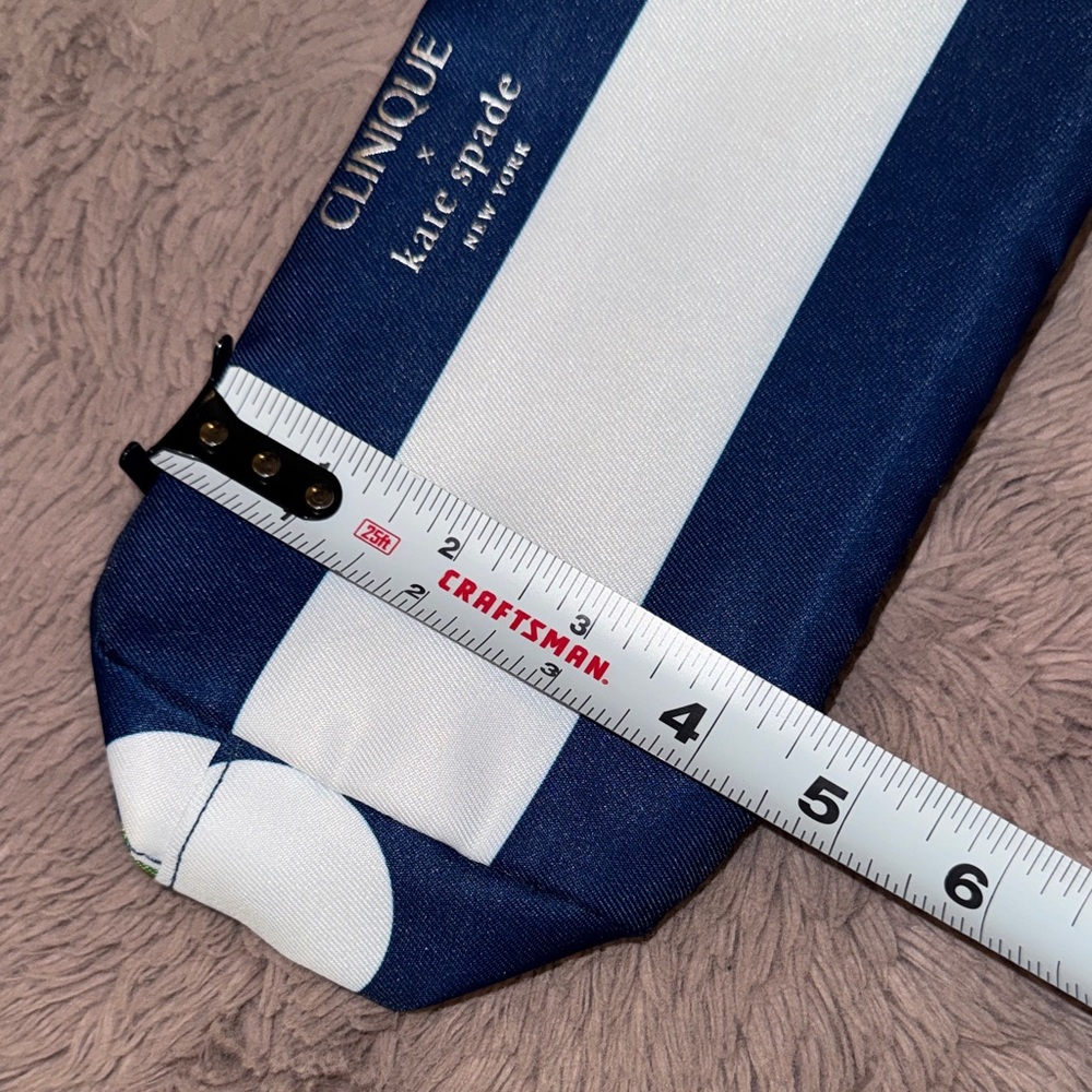 Kate Spade Clinique collab Cosmetic Bag Navy Green White Makeup Toiletries Pouch - Picture 9 of 9